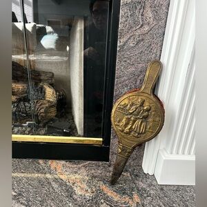 Vintage Dutch Brass Fireplace Bellows | Embossed Windmill Scene